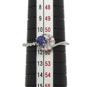Star Jewelry Sapphire Diamond 0.11ct Ring Pt Platinum Size5.5-5.75(US)